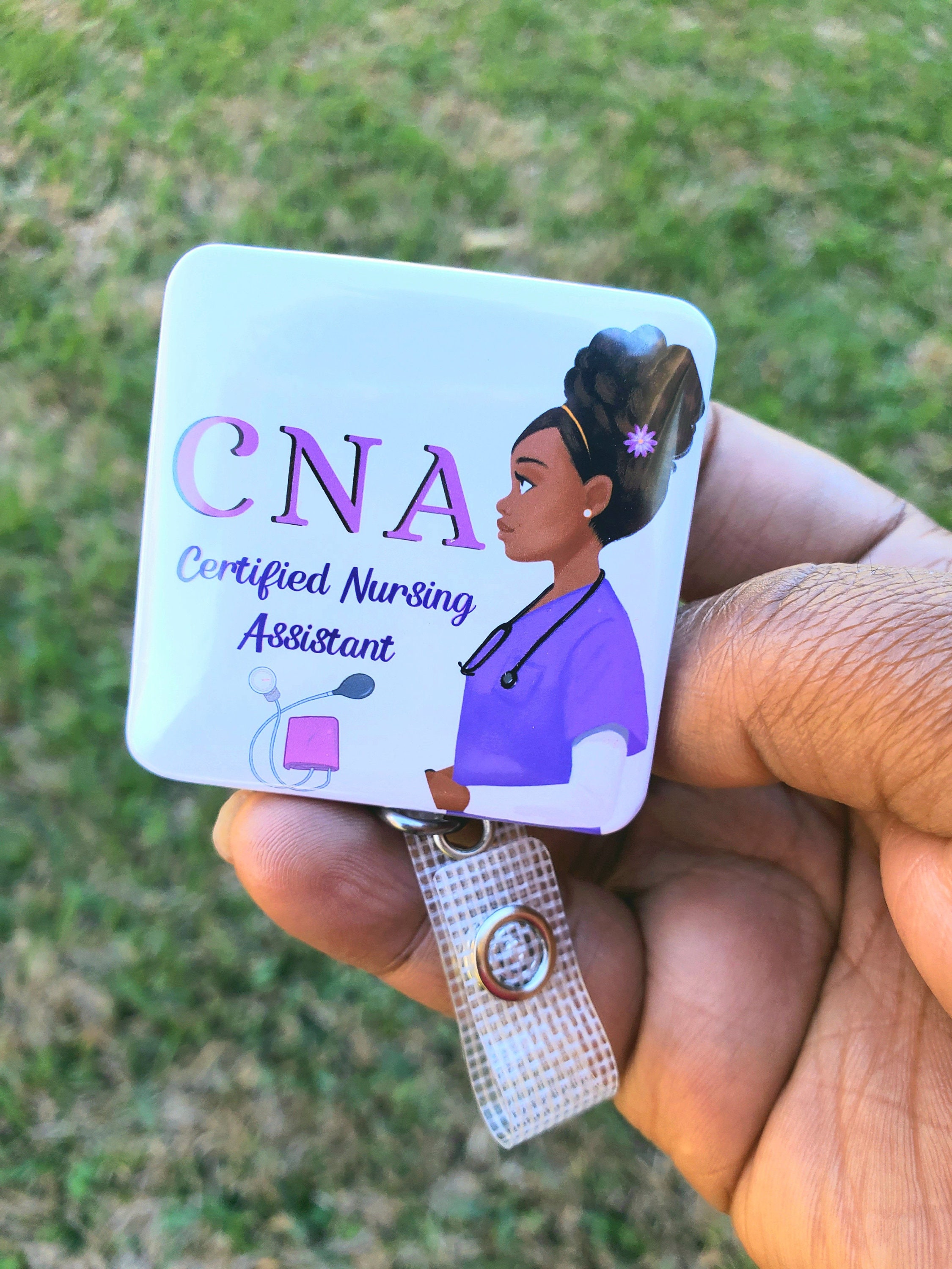 cma-cna-cpht-phlebotomist-black-woman-badge-reel-work-id