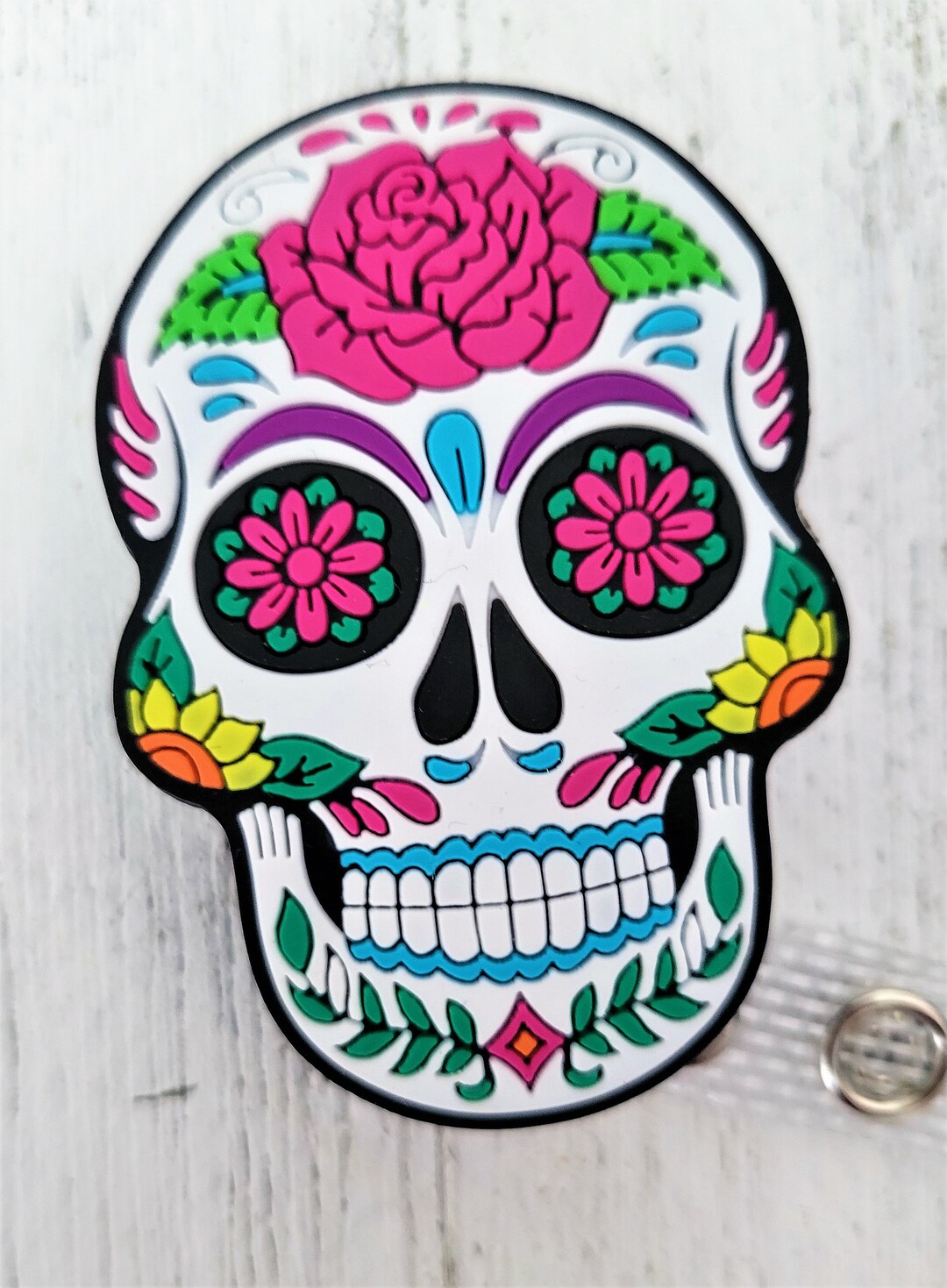 Halloween Badge Reels Sugar Skull Badge Reels Healthcare Etsy