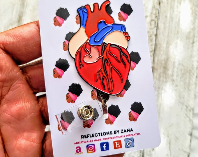 Anatomical Heart Retractable Badge Reels, Cardiovascular ID Badge Holder, Thank You Gift for Doctor, Nursing Medical School Student Clip