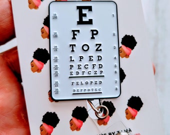 Eye Chart Retractable Badge Reels, Optometry ID Holder, Cool Ophthalmology Lanyard