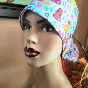 African American Scrub Caps for Long Hair, Satin Lined, Scrub Hat, Medical, Surgical, Locs, Melanin Nurse, Hand Sewn, OR Cap, IV Reel