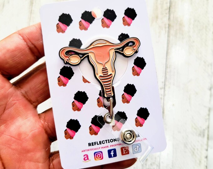 Uterus Badge Reel, Reproductive Rights, Midwife ID Holder, Cute Doula Lanyard, Labor and Delivery Nurse Gift, Prepartum Postpartum Clip