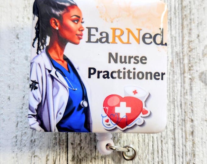 2 Nurse Practitioner Art Retractable Badge Buddy, Juneteenth Badge ID Holder, African American Female Lanyards, EaRNed Reels
