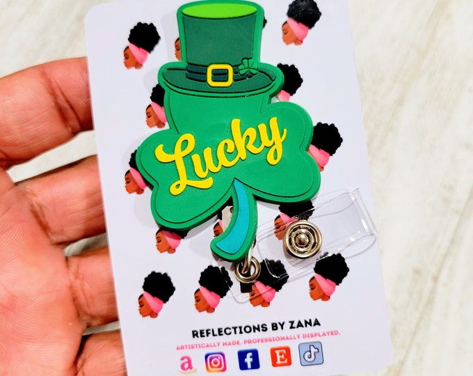 St. Patricks Day Badge Reel, Retractable ID Holder