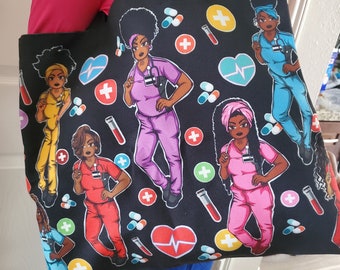 Custom Nurse Canvas Tote Bag: Heavy Duty, Hand Sewn, Diva Vibes