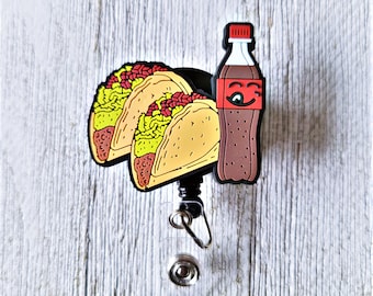 TACO and Soda Reels, Trump Humor Badge Holder, Political Lanyard,