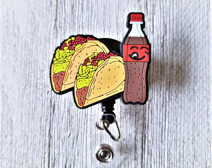 TACO and Soda Reels, Trump Humor Badge Holder, Political Lanyard,