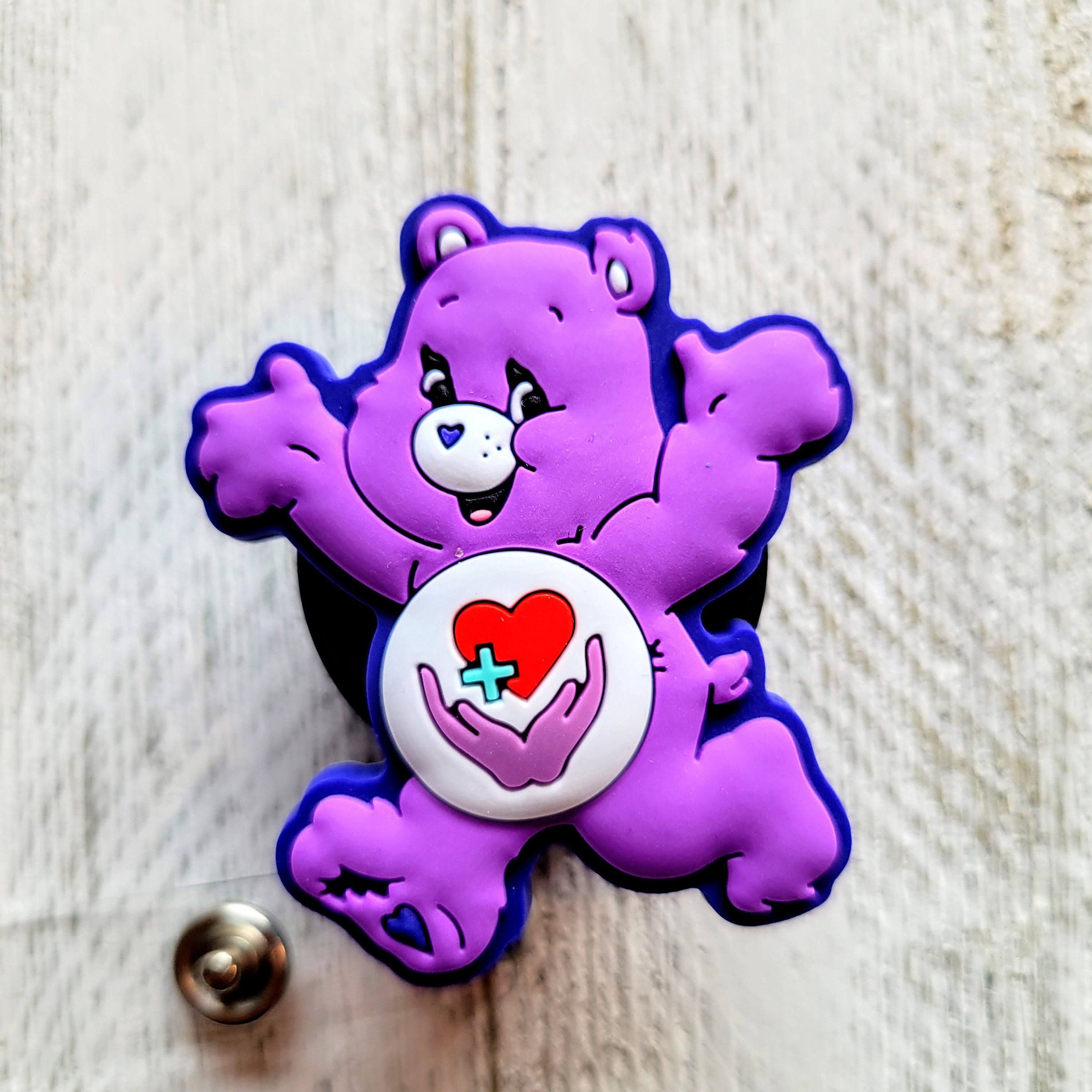 Purple Heart Health Care Bears Lanyard, 80's Nostalgia Nurse Retractable ID  Holder, Animal Badge Reel, Fun Dog Clip, Puppy, Baby, Pet, Cat