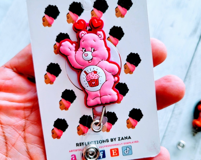 Love Is Care Bears Lanyard, Retractable ID Holder, Animal Badge Reel, 80's Nostalgia, Dog Clip, Puppy, Pet, Cat