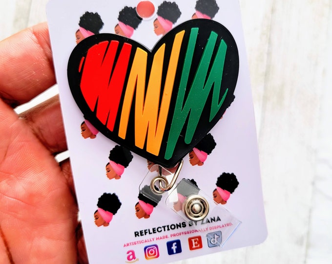 RBG Flag ID Holder, Heart Badge Reels, Cultural Pride Adjustable Clip, Scrubs Appreciation