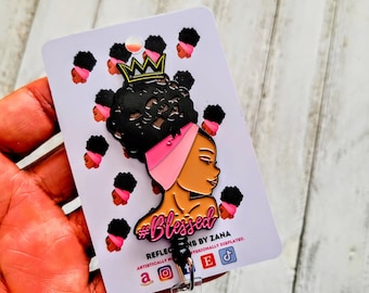 I'm Blessed Easter Badge Holder, African American Retractable ID Reel, Black Girl Art, Hospital Clip, Teacher Lanyard Gift