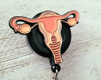 Uterus Anatomy Badge Reel, Reproductive Rights, Midwife ID Holder, Cute Doula Lanyard, Labor Delivery Nurse Gift, Prepartum Postpartum Clip