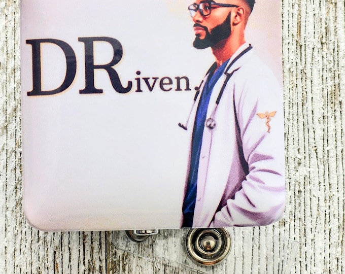 Personalized Doctor Badge Reel Set: Male MD Physician Custom ID Holder