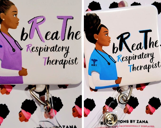 RRT, Respiratory Therapist, Black Art, African American Art, Black Girl, Badge Buddy, Badge Reels, Badge Holder, Black Owned, ID Badge