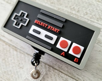 Retro Nintendo Badge Buddy, Murse Controller Badge, Retractable ID Holder, Video Game Nostalgia Reels, Teacher Nurse Lanyard, Gamer Clip