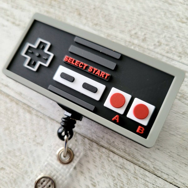 Retro Nintendo Controller Badge Reel ID Holder and Switch Work Bundle