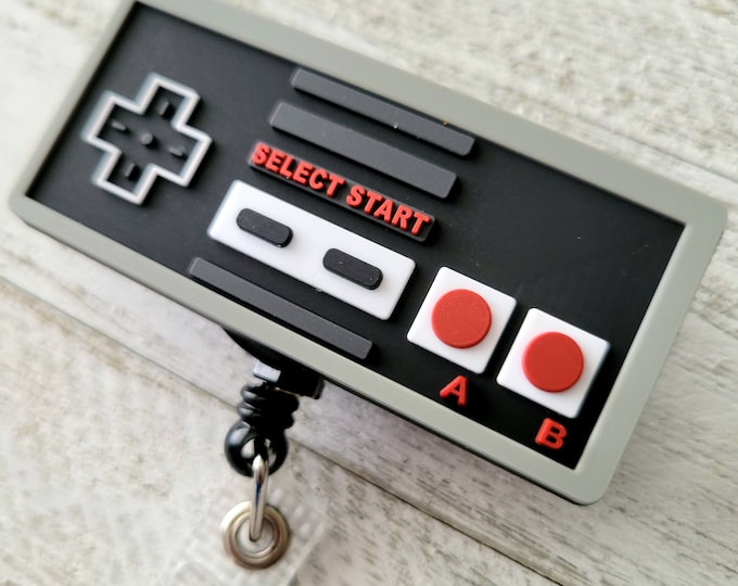 Retro Nintendo Badge Buddy, Murse Controller Badge, Retractable ID Holder, Video Game Nostalgia Reels, Teacher Nurse Lanyard, Gamer Clip