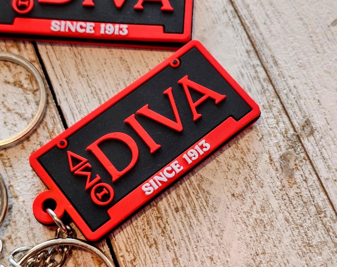 Delta Sigma Theta License Plate Keychain, DST Paraphernalia, J13, Crimson and Cream, Howard University, License Plate, Crossing Season