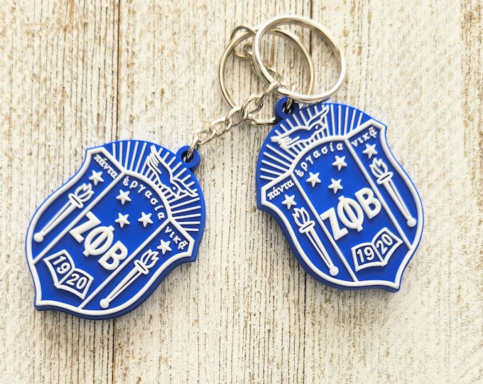 Two Sided Zeta Phi Beta Keychain, ZPB Sorority Paraphernalia Gifts, Custom Double Shield Z-Phi Gifts, Howard University, Crossing Season