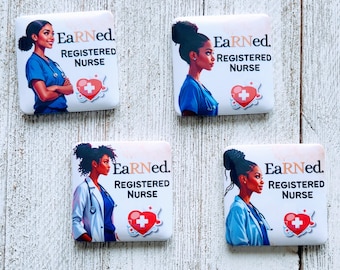 2 Custom Black Nurse EaRNed ID Holder Badge Reels
