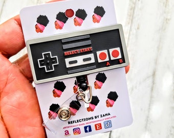 Retro Nintendo Badge Buddy, Game Controller Badge, Retractable ID Holder, Video Game Nostalgia Reels, Teacher Nurse Lanyard, Fun Gamer Clip