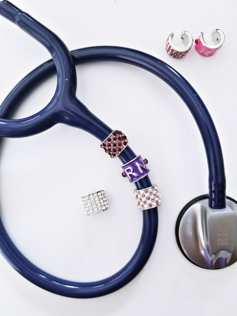 Pink or Purple Studded RN Rhinestone Stethoscope Charms Gift Etsy