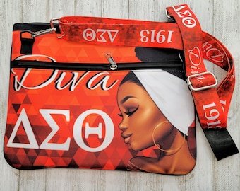 Elegant Delta Sigma Theta Crossbody Purse, DST Sorority Paraphernalia, Diva Laptop Bag Gifts, Howard University, J13, Crossing Season