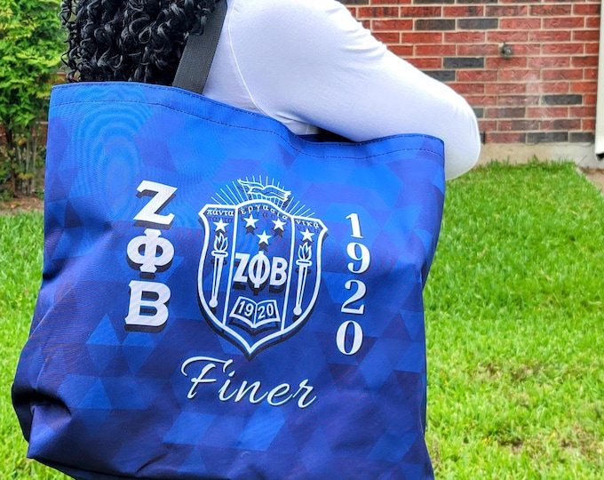 Zeta Phi Beta Gusseted Shopping Bag, ZPB Sorority Paraphernalia Gifts, Custom Double Shield Z-Phi Gifts, Howard University, Crossing Season
