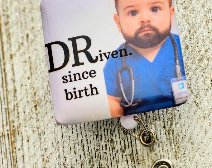 Male Meme Personalized Badge Reels, Custom Retractable Lanyard, ID Holder, Boyfriend Father Him Guy Gifts, Labor DRiven Doctor, CMA