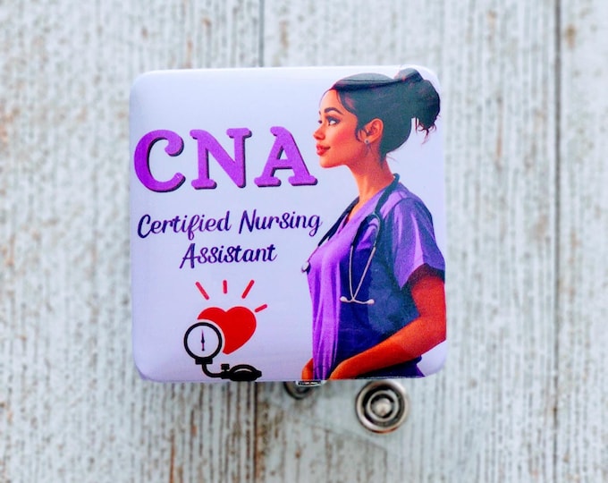 2 CNA Personalized Badge Reels, Custom Retractable Lanyard, Medical Practice Clip ID Holder, Certified Nursing Assistant Gifts