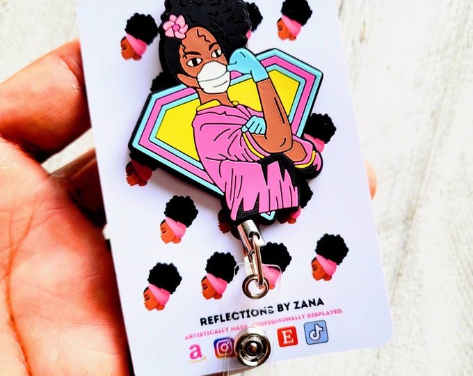 Black Girl Magic ID Holder, African American Art Badge Reels, Black Women Nursing Lanyard, Scrubs Appreciation, Black Nurse Badge Reel