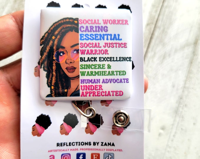 Social Worker Badge Reels, Social Work, Badge Reels, Social Worker Gift, African American Art, Reflections by Zana