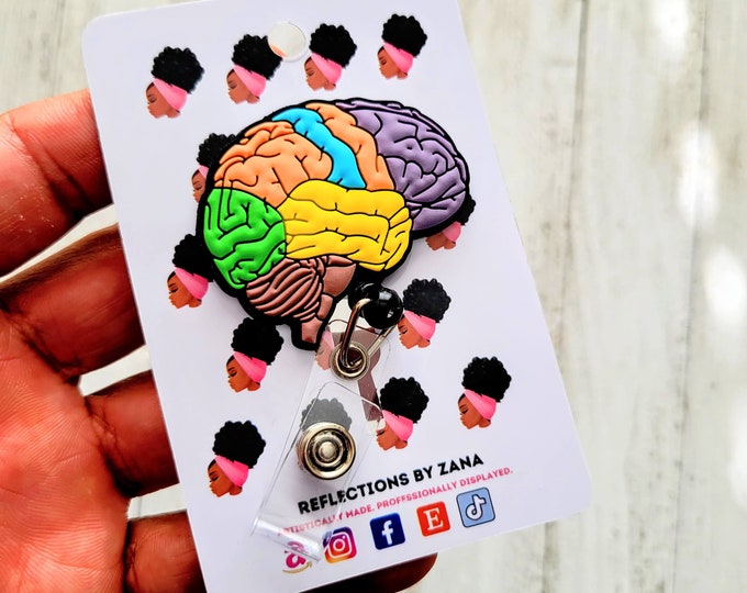 Brain Anatomy Retractable Badge Reels, Anatomical Mind ID Holder, Psychiatry Lanyard, Mental Health Awareness, Reflections by Zana