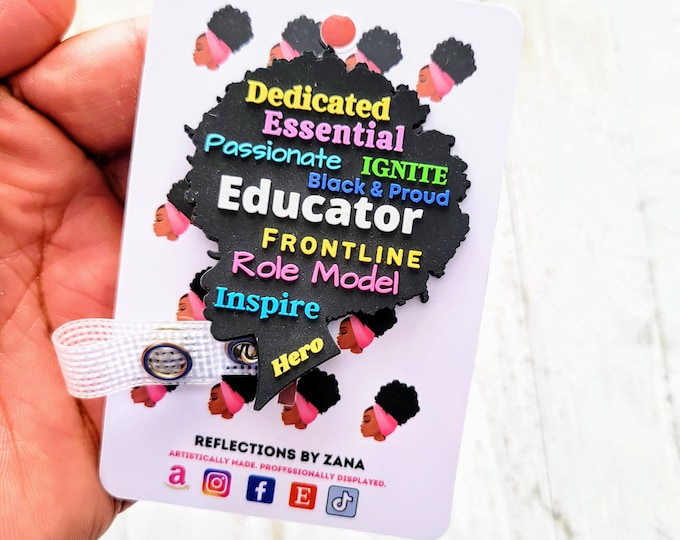 Black Educators Badge Reel, Black Student Aide Lanyard ID, African American Teacher Appreciation Gift