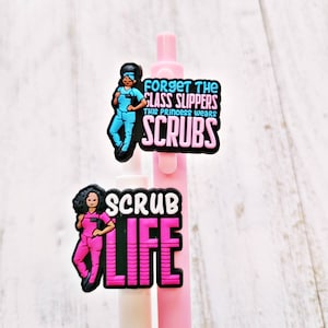 Forget the Glass Slippers, Scrub Life Pens, Set of 2 Scrub Life Pens, Nurse Pen, Cute Pen, Co-workers Gift, Colorful Pens, Retractable Pens image 1