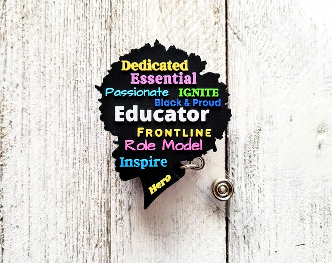 Educators Badge Reels, Student Aide Lanyard ID, Teacher Appreciation, Counselor Coach Retractable Clip Work ID,, Juneteenth