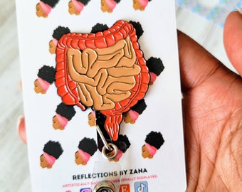 Intestine Anatomy Badge Buddy, Gastroenterology Retractable Badge Reels, Anatomical Clip, GI Nurse Lanyard