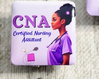 2 Custom Black Female CNA ID Holder Badge Reels
