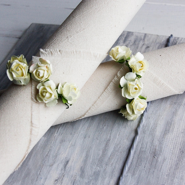 Napkin Rings Flowers, Bulk Napkins Rings, Ivory Napkin Rings Bulk, Flower Napkins, Napkin Rings Wedding, Wedding Napkin Rings, Flowers Ivory