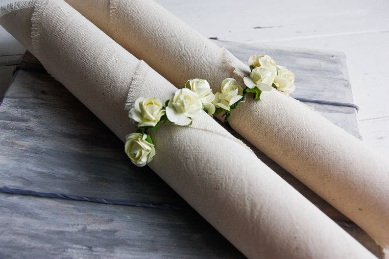 Napkin Rings Flowers, Bulk Napkins Rings, Ivory Napkin Rings Bulk