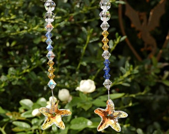 Swarovski Crystal Starfish Sun Catcher. Ocean Suncatchers Housewarming Present. Hanging Crystal Prisms. Feng Shui Gifts