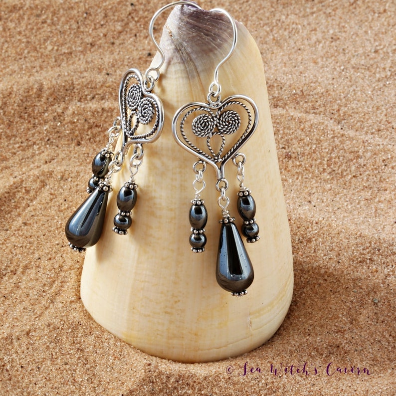 Hematite. Chandelier Earrings. Gemstone Jewelry. Teardrop Etsy