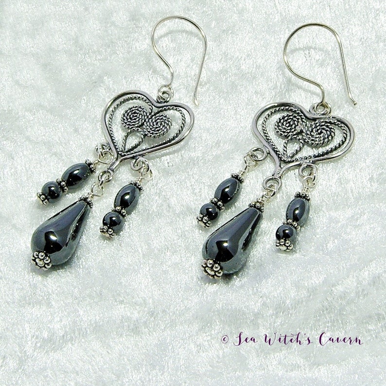 Hematite. Chandelier Earrings. Gemstone Jewelry. Teardrop Etsy