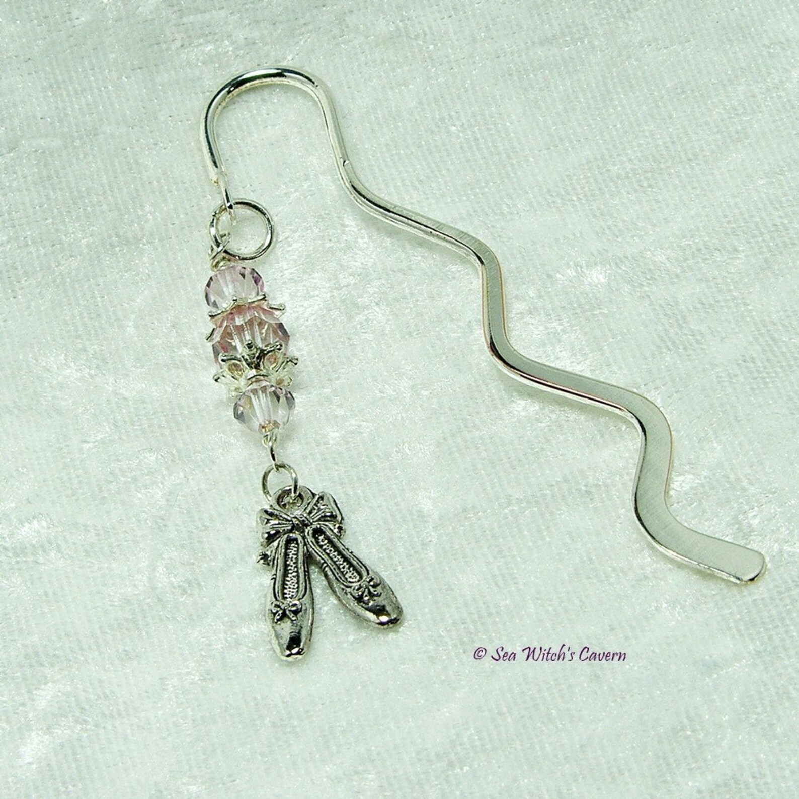 book mark swarovski crystal with ballet shoe charm. dance teacher gift. cute bookmark. bookworm gift idea. children's book-m