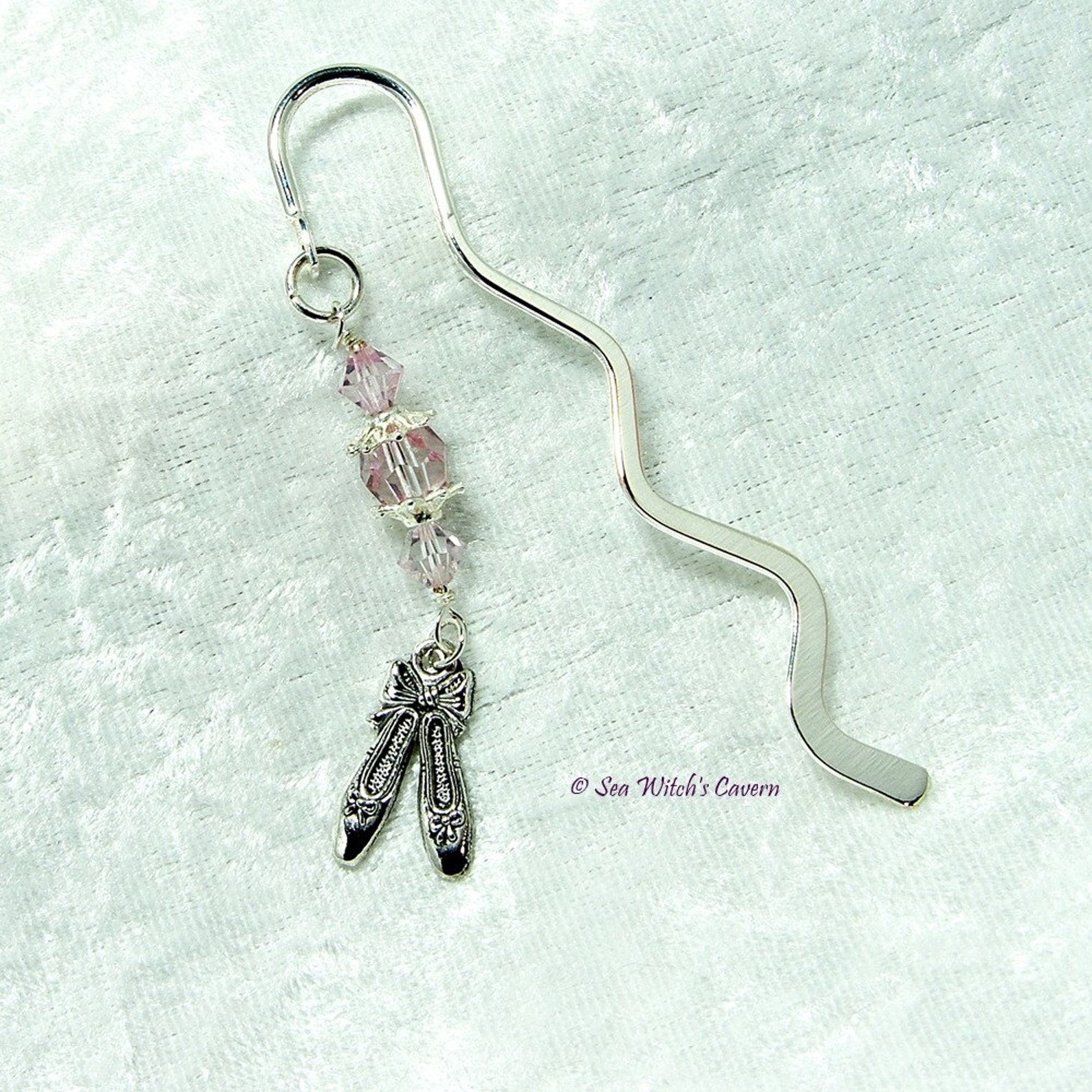 book mark swarovski crystal with ballet shoe charm. dance teacher gift. cute bookmark. bookworm gift idea. children's book-m