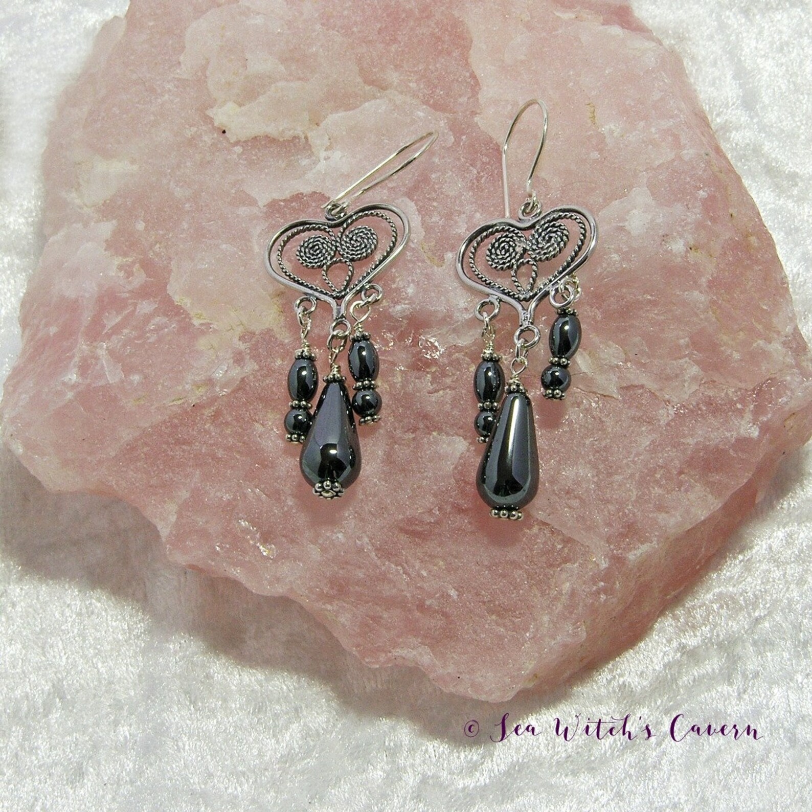 Hematite. Chandelier Earrings. Gemstone Jewelry. Teardrop Etsy