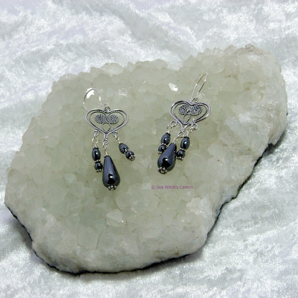 Hematite. Chandelier Earrings. Gemstone Jewelry. Teardrop Etsy