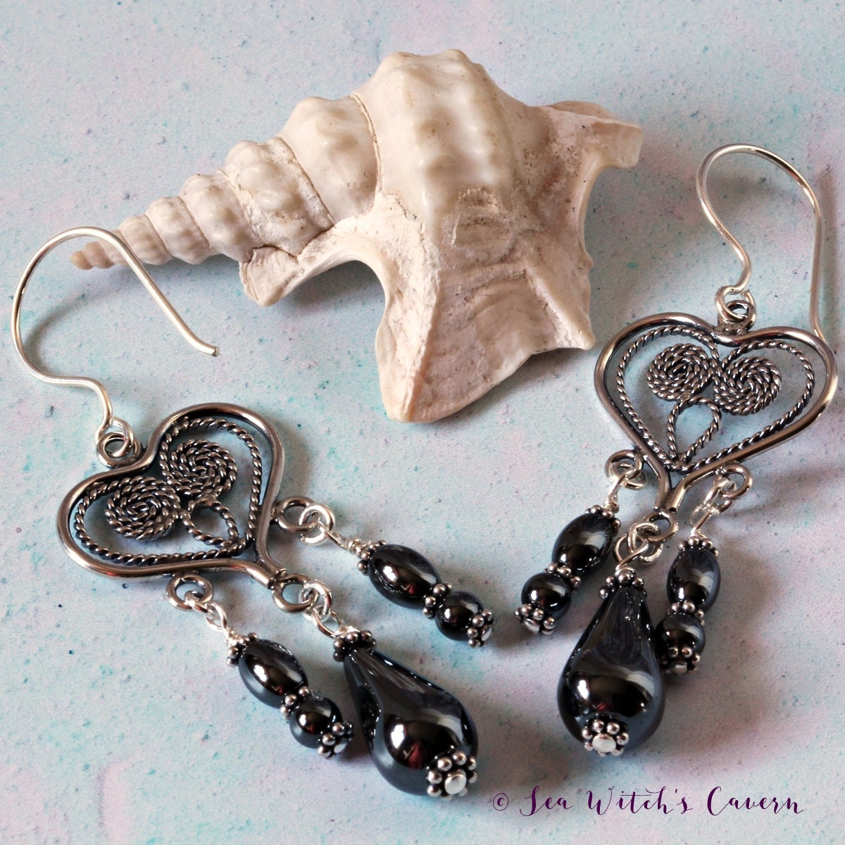 Hematite. Chandelier Earrings. Gemstone Jewelry. Teardrop Etsy