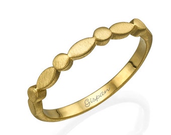 Yellow Gold Wedding Band, Wedding Ring, Matte Ring, Leaf Ring, Promise Ring, Gift, Thin Ring, Anniversary gift, 14k Ring