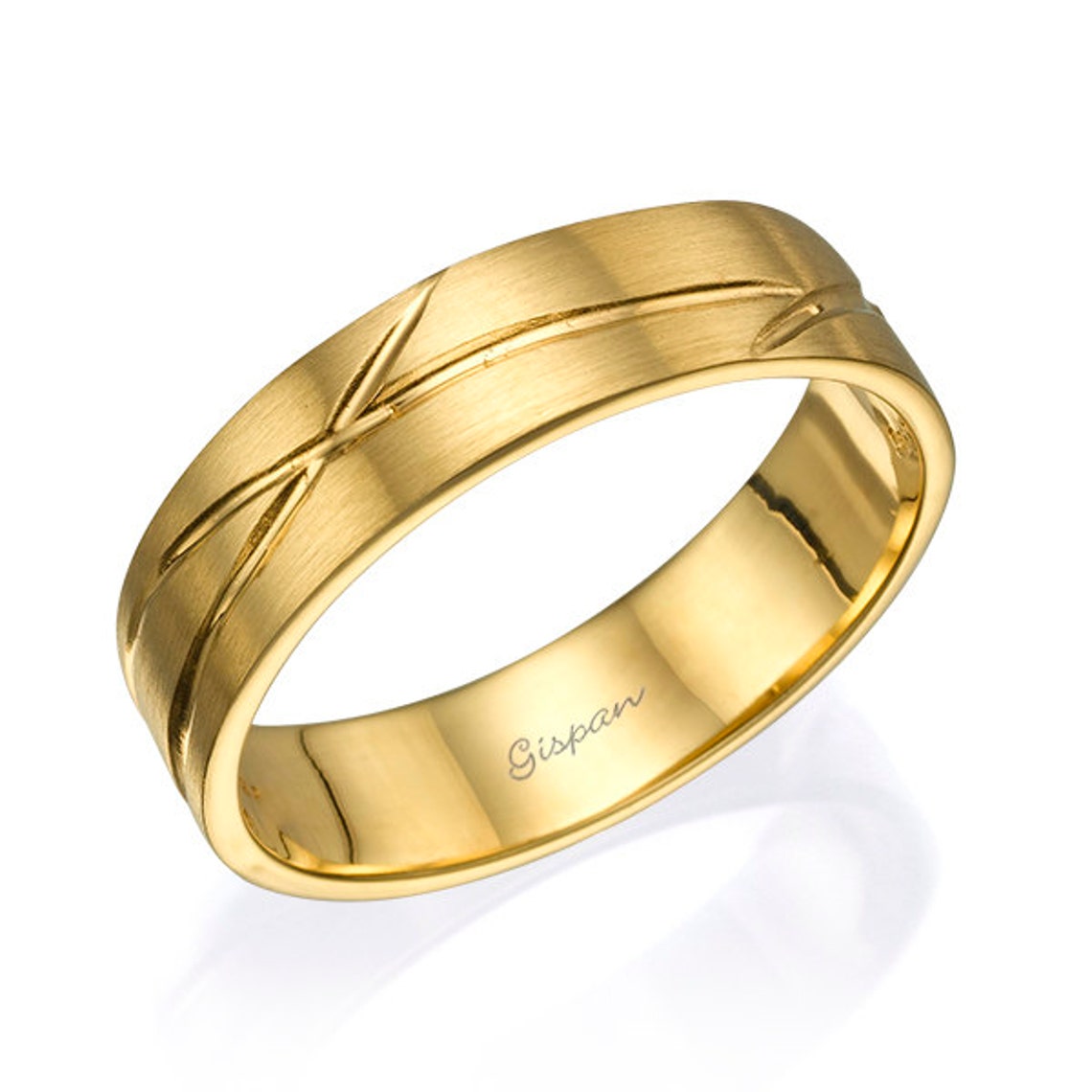 Mens Wedding Ring Mens Wedding Band Yellow Gold Ring 14k Etsy